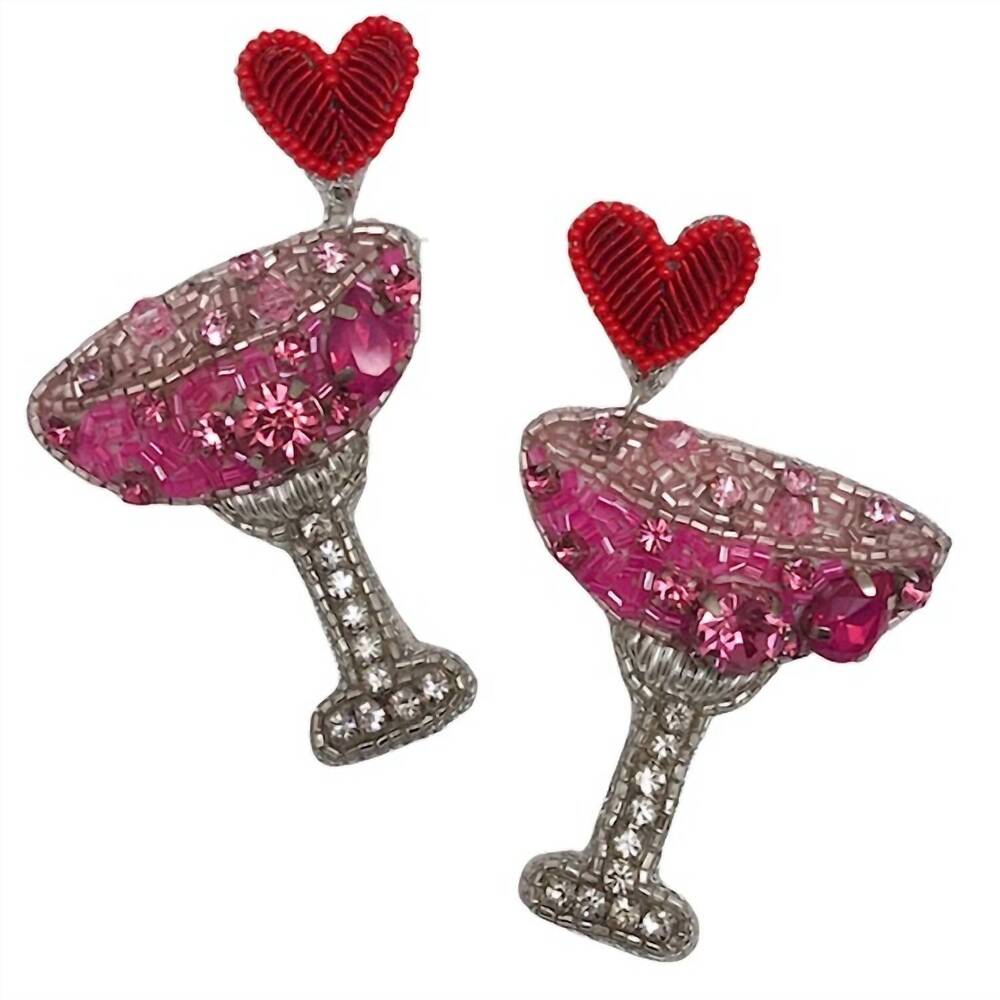 NEW ALLIE BEADS women's quinn cocktail earrings in pink